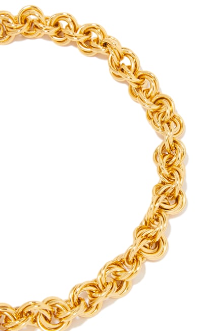 Maille Rond Entrecoise Vintage Chain Necklace, Gold-Plated Brass